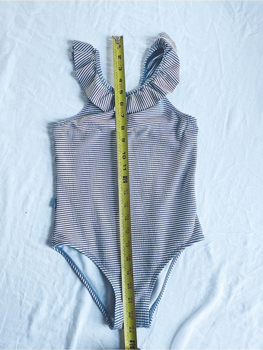 FAT FACE Swim Bathing Suit One Piece Pin Stripe Ruffle British